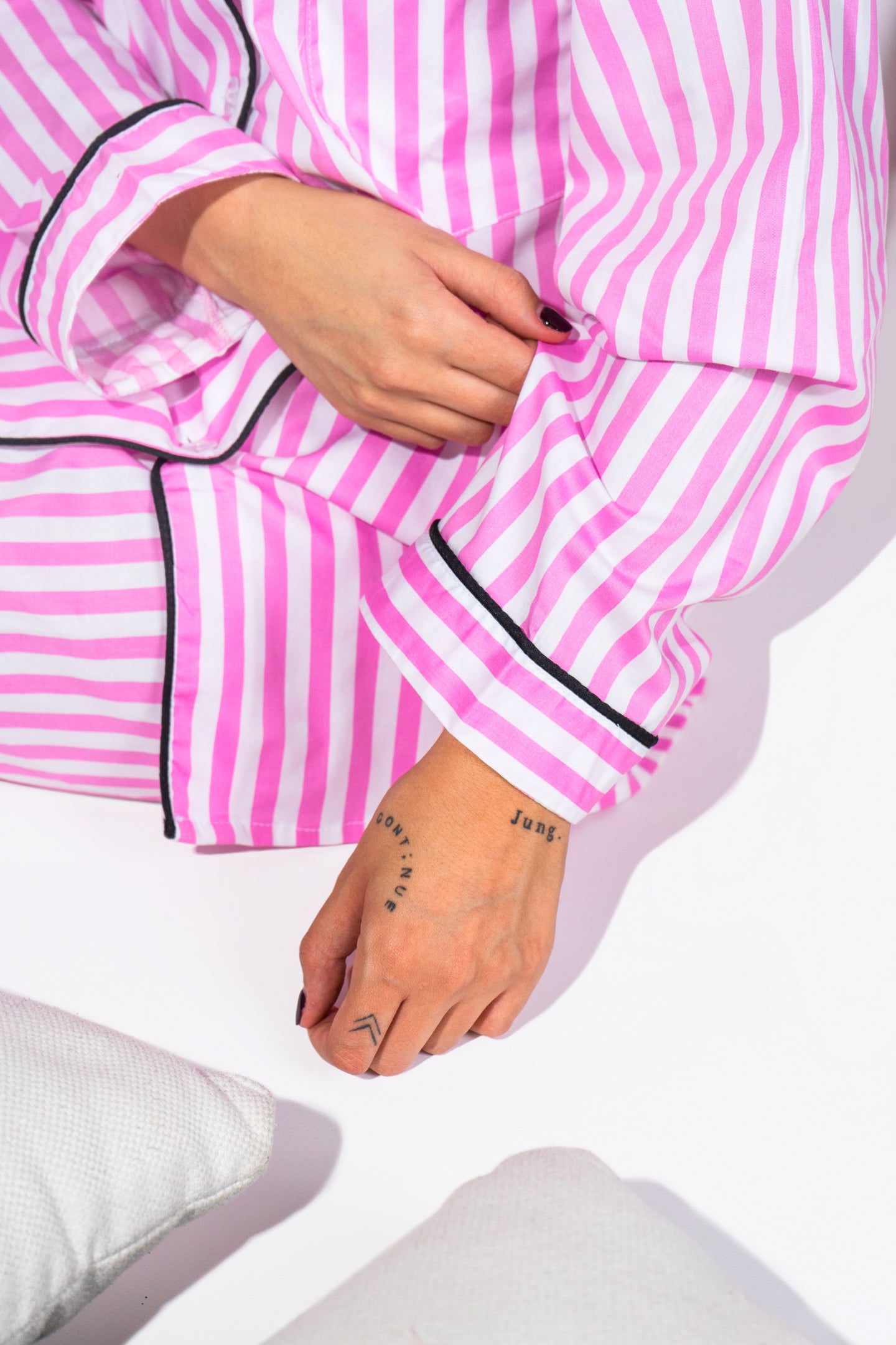 Pink striped pjs set
