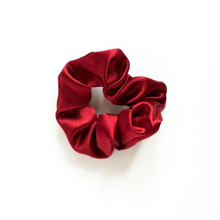 White and red satin scrunchies (set of 2)